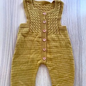 Woven dark yellow one piece overall romper